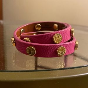 Tory Burch double wrap leather bracelet